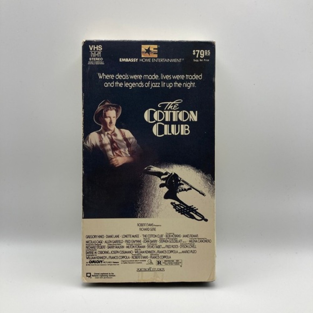 The Cotton Club(1984)Crime Drama Movie VHS Richard Gere Gregory Hines Diane Lane